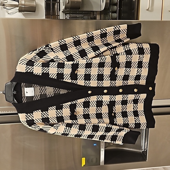 💕SANDRO💕 Jisou Oversized Checked Knitted Cardigan ~ Beige - Picture 12 of 16